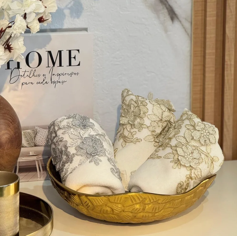 Silver and golden Lace Towels