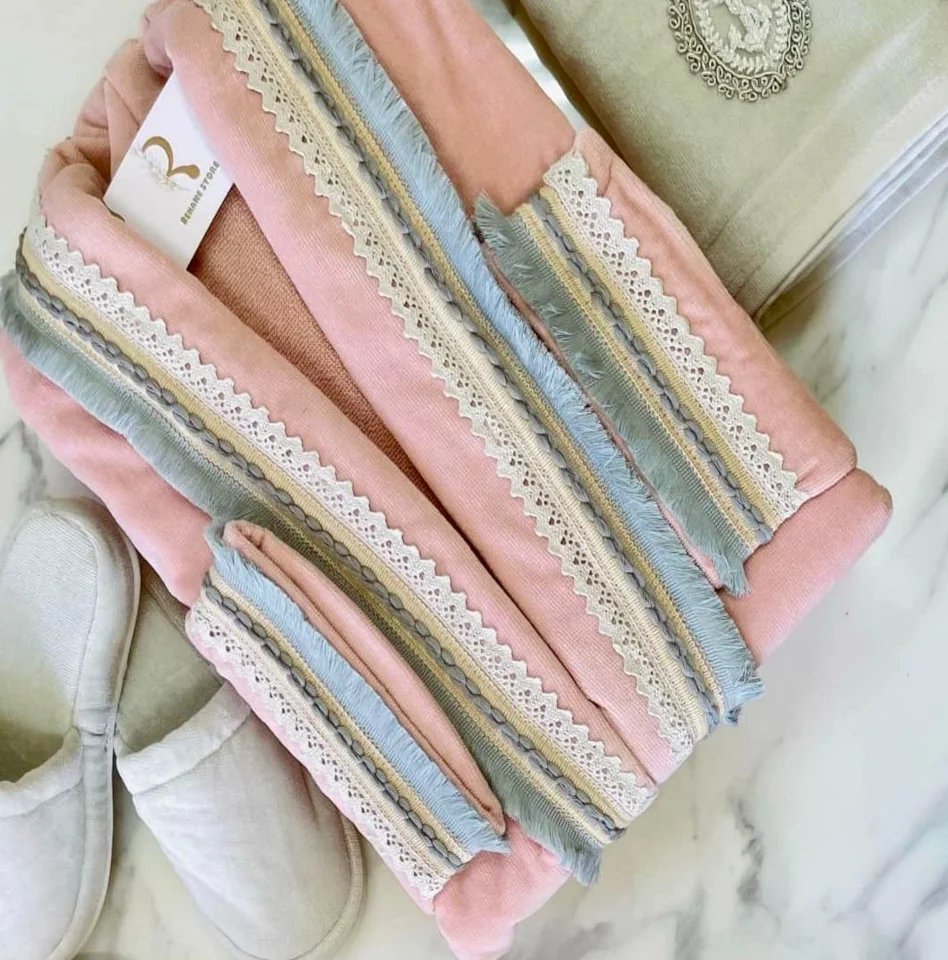 Braided Bath Robe Set with Crochet Border - Image 2