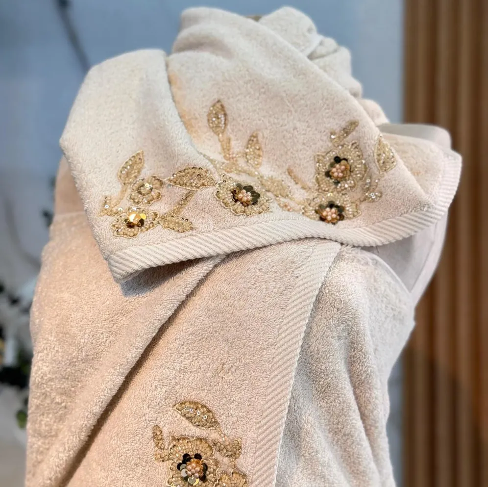 Bridal Bamboo Beige Towel Set - Image 2