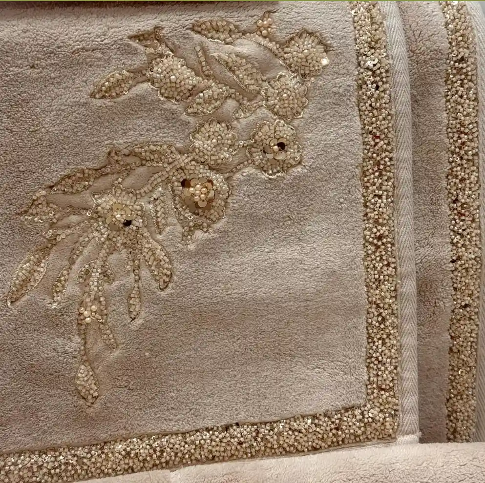 Cotton Beige Bath Mat Set - Image 2