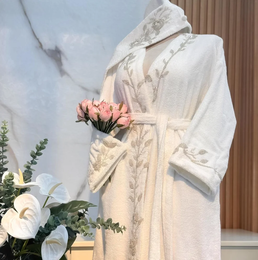 Single Bridal Bamboo White Bathrobe