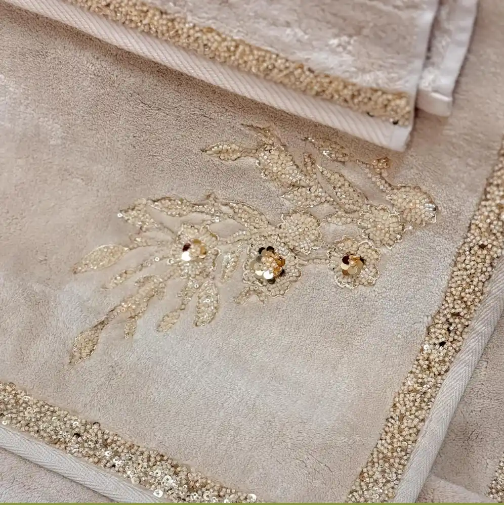 Cotton Beige Bath Mat Set - Image 3