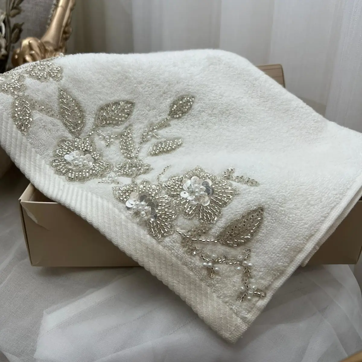 Luxury Bamboo Towels with Beaded Details