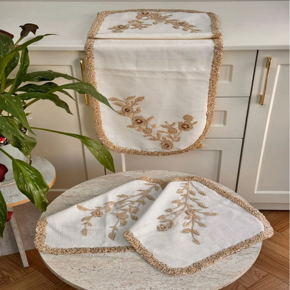 Luxury Silver Salon Runner & Coaster Set